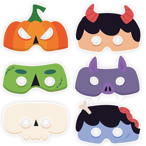 Halloween Cadılar Bayramı Kağıt Maske 6 Adet, fiyatı