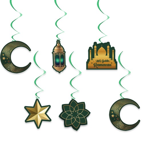 !TOPTAN! Hoş Geldin Ramazan Asma Tavan Süs 6 Adet Yeşil, fiyatı