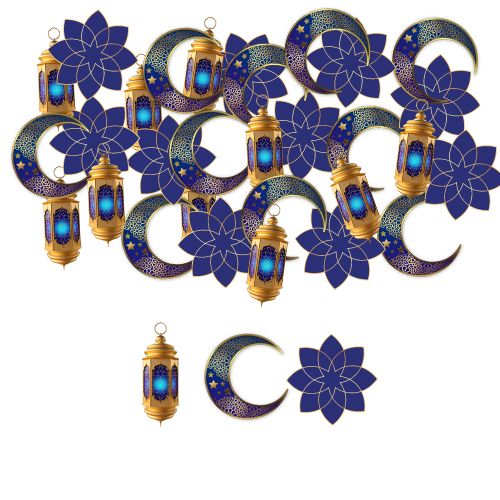 Ramazan Ay Yıldız Kandil Masa Konfetisi Mavi 30 Adet, fiyatı