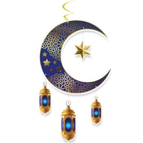 !TOPTAN! Ay Yıldız Kandil Ramazan Asma Süs Mavi 90x30 cm, fiyatı