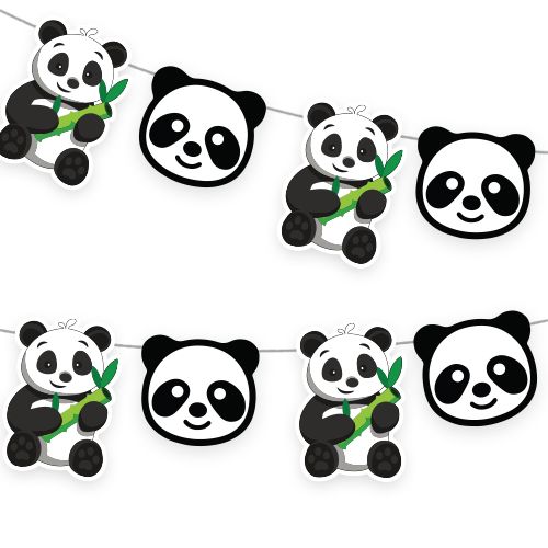 Panda Temalı Dekoratif Banner 140x17 cm, fiyatı