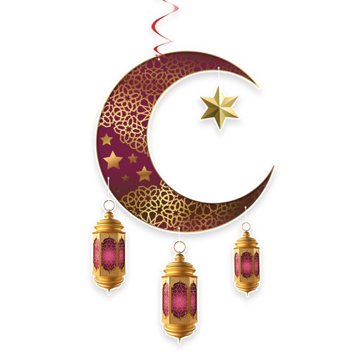 !TOPTAN! Ay Yıldız Kandil Ramazan Asma Süs Bordo 90x30 cm, fiyatı