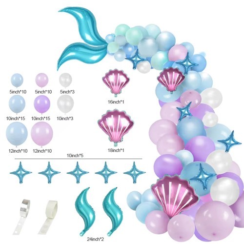 Deniz Kızı Doğum Günü Balon Dekorasyon Seti, fiyatı