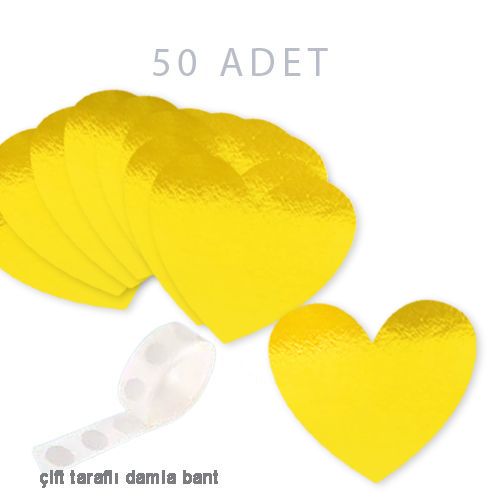 Gold Kalp Dekoratif Amaçlı Süs 50 Adet 8 cm, fiyatı