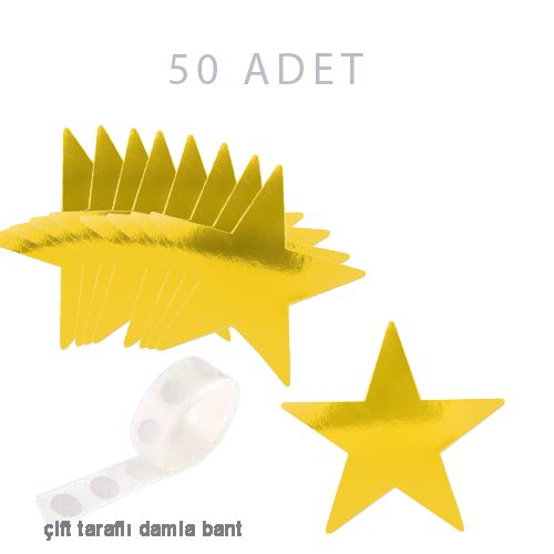 Gold Yıldız Dekoratif Amaçlı Süs 50 Adet, fiyatı
