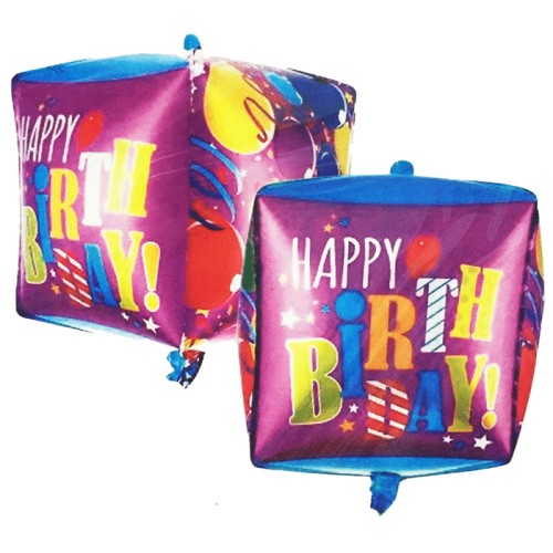 Happy Birthday Küp Şeklinde Folyo Balon 30x30 cm, fiyatı