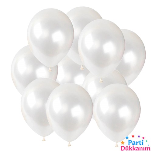 6 İnch Mini Beyaz Metalik Balon 20 Adet, fiyatı