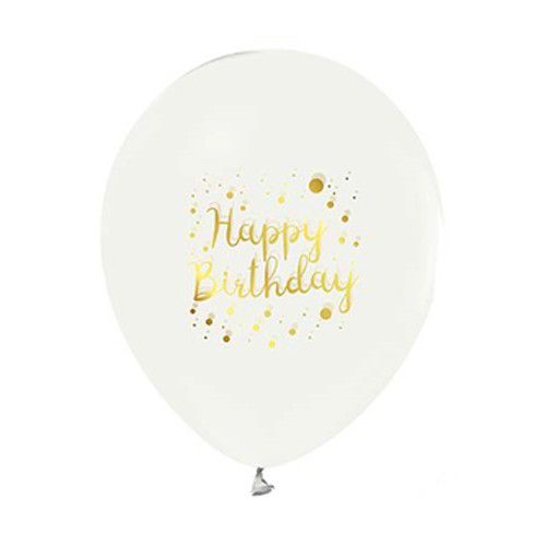 Happy Birthday Gold Baskılı Balon Beyaz 10 Adet, fiyatı