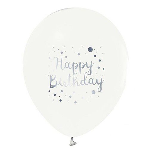 Happy Birthday Krom Baskılı Balon Beyaz 10 Adet, fiyatı