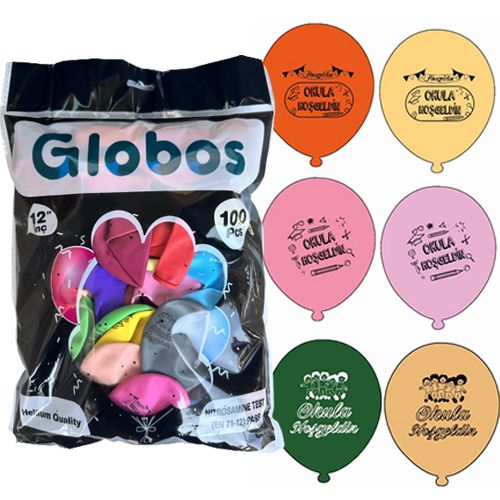 Okuluna Hoş Geldin Baskılı Balon (100 adet), fiyatı