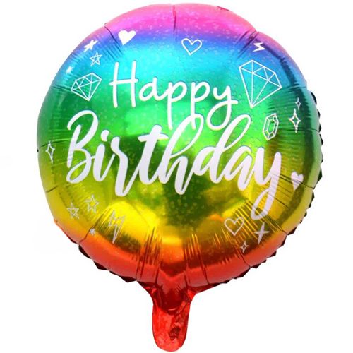Happy Birthday Folyo Balon Gökkuşağı Renkli 45 cm, fiyatı