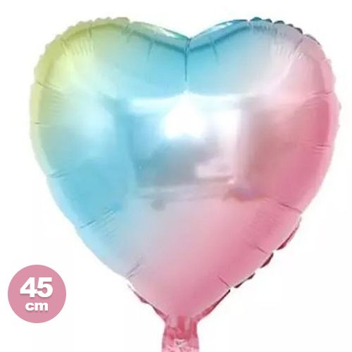 Rainbow Karışık Renkli Kalp Folyo Balon 45 cm, fiyatı