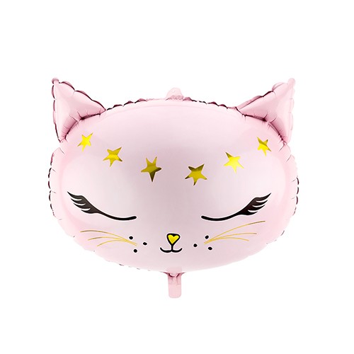 Pembe Kedi Yıldızlı Folyo Balon 48*40 cm, fiyatı