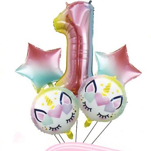 1 Yaş Unicorn Folyo Balon Seti (5 adet), fiyatı
