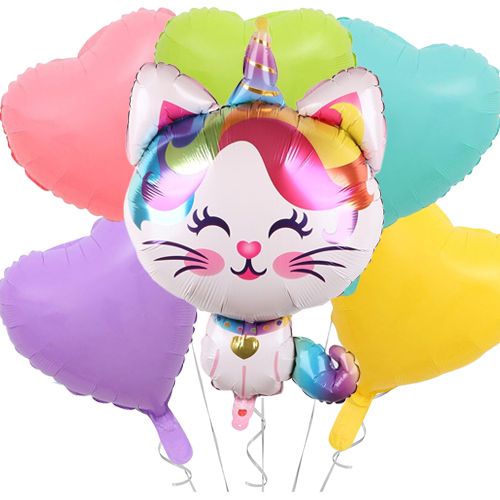Unicorn Kedi Folyo Balon Seti 6'lı, fiyatı