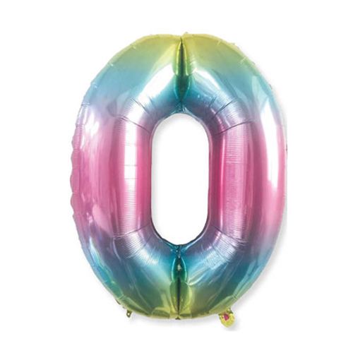 0 Rakam Folyo Balon Rainbow 76x60 cm, fiyatı