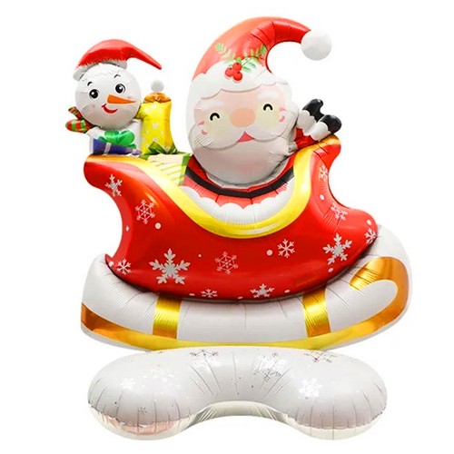 Yılbaşı AYAKLI Kızaklı Noel Baba Folyo Balon 112x95 cm, fiyatı
