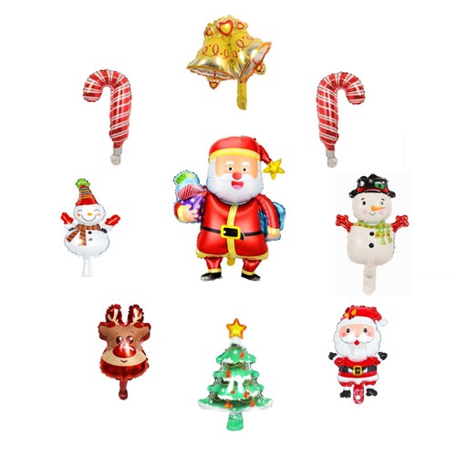 Yılbaşı Noel Figürlü Mini Folyo Balon Seti 9 Adet, fiyatı