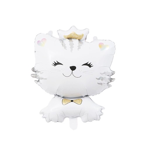 Sevimli Beyaz Kedi Folyo Balon 71x52 cm, fiyatı