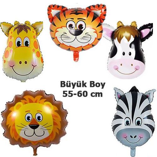 Safari Hayvanlar Folyo Balon Seti (55-60 cm) 6 Adet, fiyatı