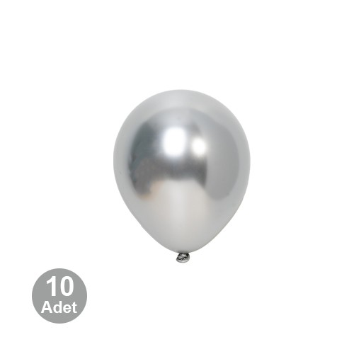 5 İnch Mini Gümüş Krom Balon 10 Adet, fiyatı