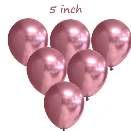5 İnch Mini Pembe Krom Balon 10 Adet, fiyatı