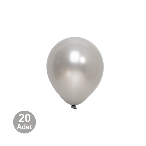 5 İnch Mini Gümüş Metalik Balon 20 Adet, fiyatı