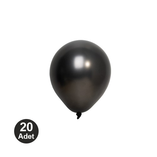 5 İnch Mini Siyah Metalik Balon 20 Adet, fiyatı