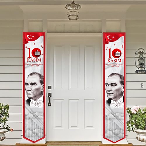10 Kasım Atatürk Asma Afiş Kapı Süsü (2 Adet) 160x30 cm, fiyatı