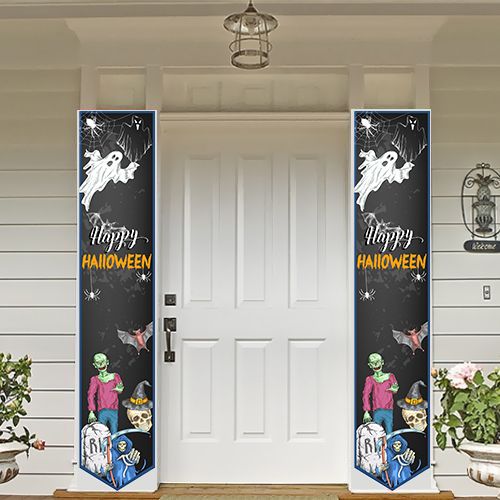 Halloween Asma Afiş (Korkunç Hayaletli) Kapı Süsü (2 Adet) 160x30 cm, fiyatı