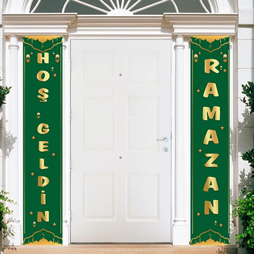 Hoş Geldin Ramazan Asma Afiş Yeşil 2'li 160x30 cm, fiyatı