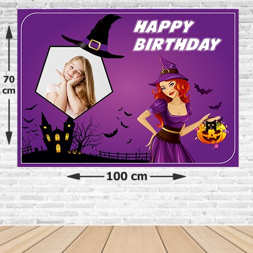 Cadı Konsepti Doğum Günü Afişi Fotolu 70*100 cm, fiyatı