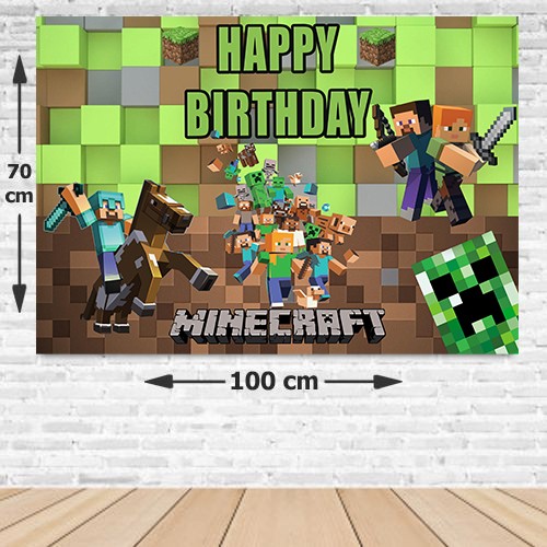 Minecraft Doğum Günü Afişi Fotosuz 70*100 cm, fiyatı