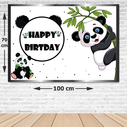 Panda Doğum Günü Afişi Fotosuz 70*100 cm, fiyatı