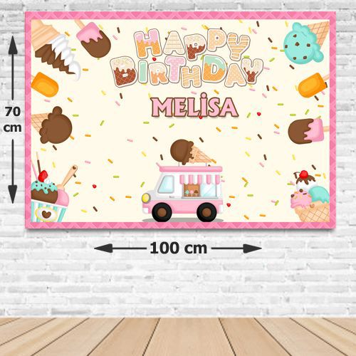 Dondurma Temalı Doğum Günü Parti Afişi 70x100 cm, fiyatı