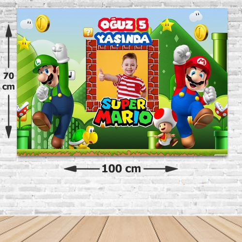 Super Mario Doğum Günü Parti Afişi 70x100 cm, fiyatı