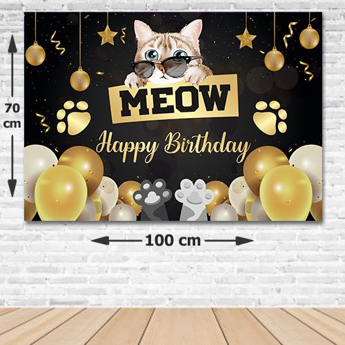 Kedi Doğum Günü Afişi Fotosuz 70*100 cm, fiyatı