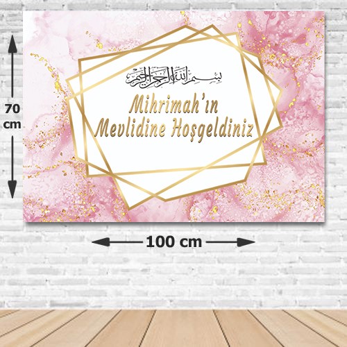 Mevlid Afişi Mermer Desenli Pembe 70*100 cm, fiyatı