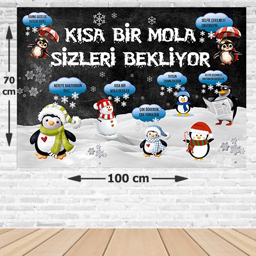 Penguen Temalı Kısa Bir Mola Afişi 70*100 cm, fiyatı