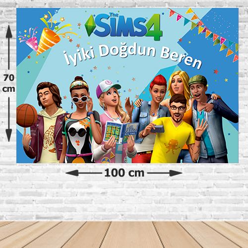 Sims4 Doğum Günü Parti Afişi - Model 2 70*100 cm, fiyatı