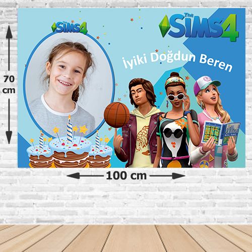 Sims4 Doğum Günü Parti Afişi 70*100 cm, fiyatı