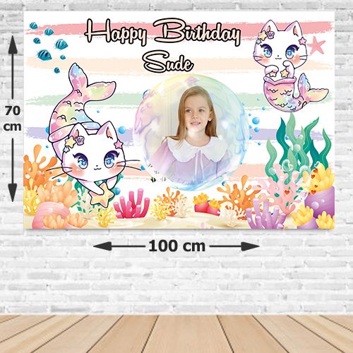 Unicorn Kedi Doğum Günü Afişi Fotolu 70*100 cm, fiyatı