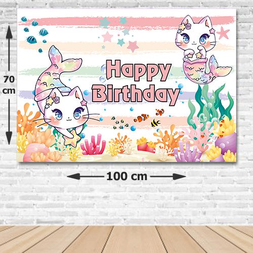 Unicorn Kedi Doğum Günü Afişi Fotosuz 70*100 cm, fiyatı