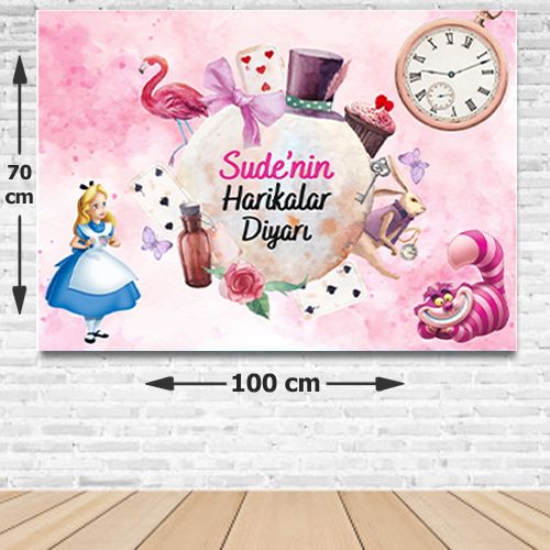 Alice Harikalar Diyarında Doğum Günü Parti Afişi 70*100 cm, fiyatı