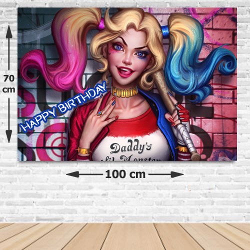 Harley Quinn Doğum Günü Parti Afişi 70*100 cm Harley Quinn Doğum Günü Parti Afişi 70*100 cm, fiyatı