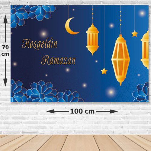 !TOPTAN! Hoş Geldin Ramazan Afiş Mavi 70*100 cm, fiyatı