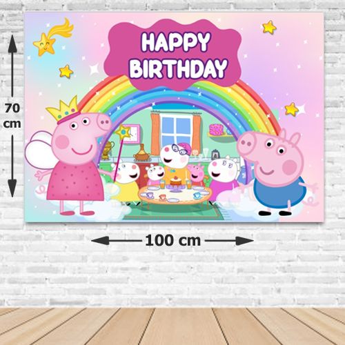 Peppa Pig Doğum Günü Afişi Fotosuz 70*100 cm, fiyatı