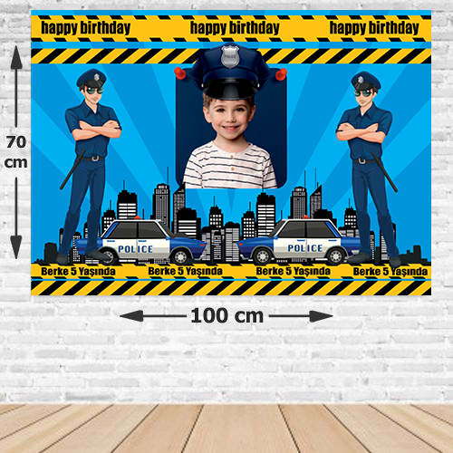 Polis Temalı Doğum Günü Parti Afişi 70*100 cm, fiyatı