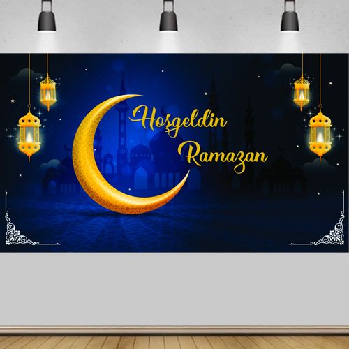 Hoş Geldin Ramazan Afişi Mavi (Büyük Boy) 100x175 cm, fiyatı