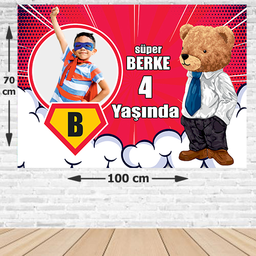 Tedy Bear Doğum Günü Parti Afişi 70*100 cm, fiyatı